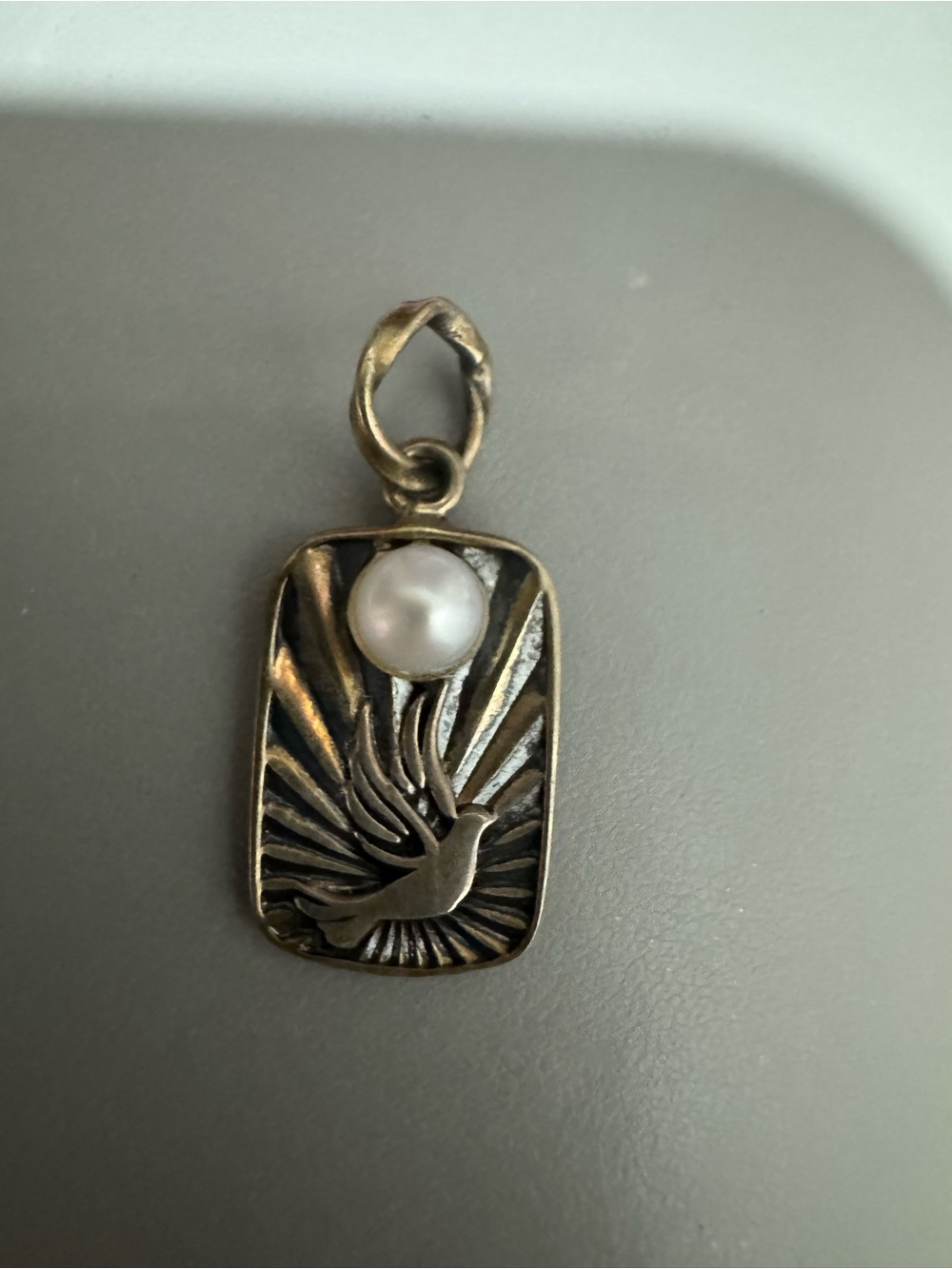 Sterling silver dove charm with pearl